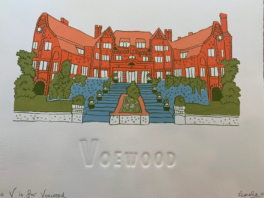 Hand made screen print from original drawing by Leanda Jaine from the A-Z of North Norfolk